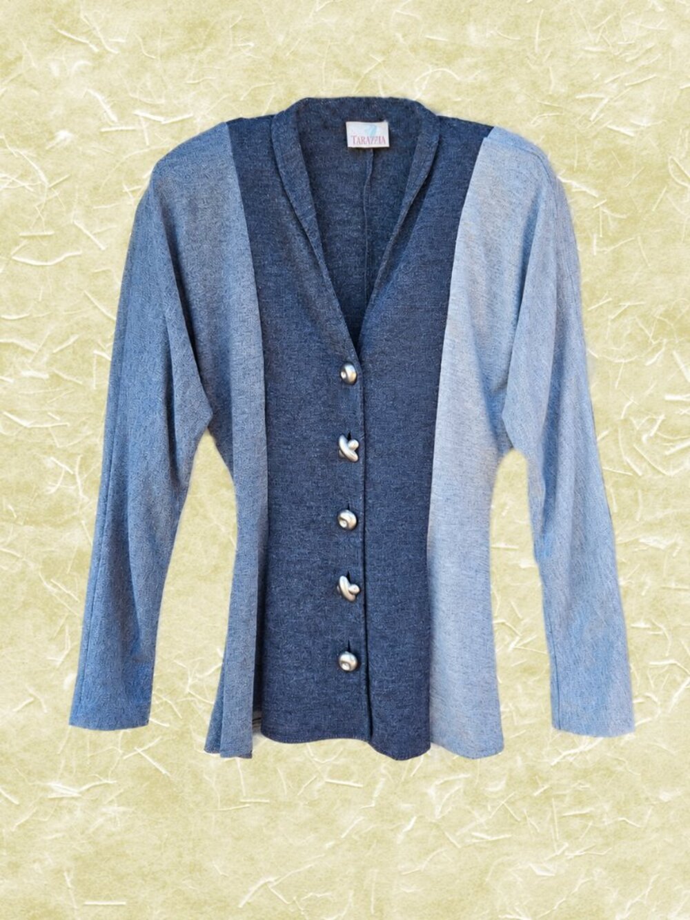 Tarazzia Dark/Light Gray Tunic with Unique Buttons - Approx Size 9/10